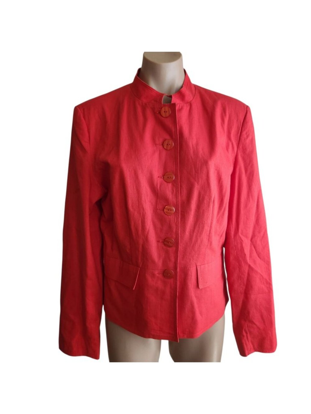 Vintage Red Linen Blend Career Office Fashion Blazer Coat Size 14 JG Hook